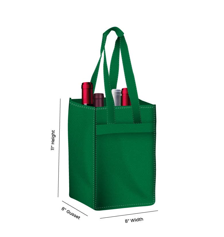 Non Woven Totes - Wholesale Wine Tote - Reusable 4-Bottle Wine Tote Bag-8x11x8 with Bottom Gusset | Custom Printed Wine Totes19