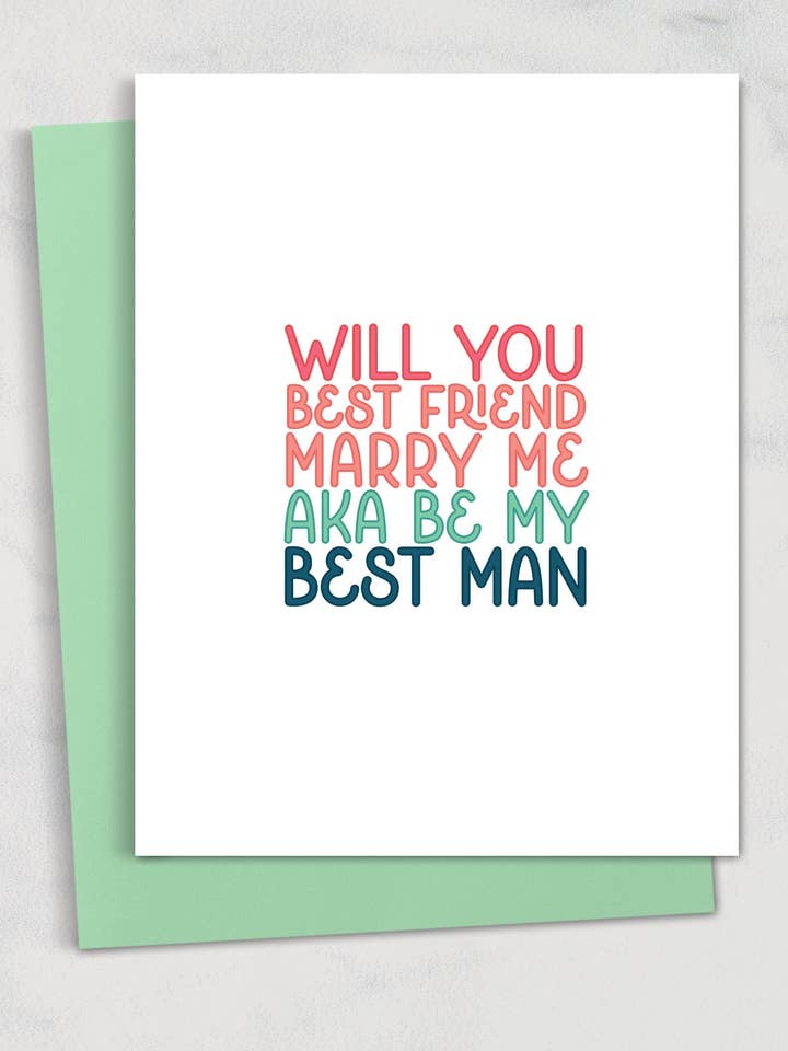 ¿Quieres ser mi mejor amigo y casarte conmigo, es decir, ser mi padrino de boda? Tarjeta de felicitación. para venta al por mayor de Square Peggy