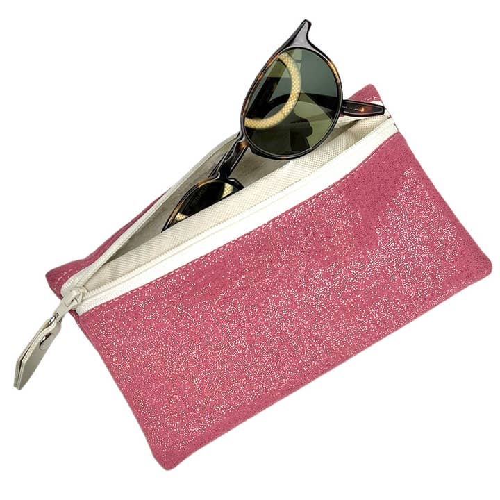 Eyeglass case, “Sparkling” pink for wholesale by Emmanuel Création