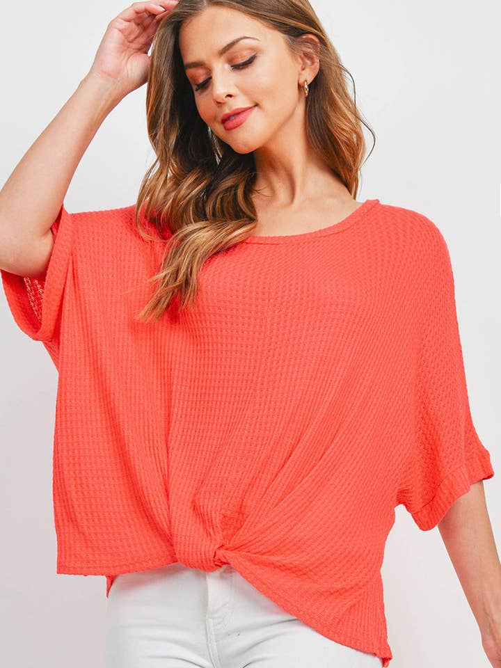 RFT2082-WF-TWIST DOLMAN-MOUWTOP AAN DE VOORKANT voor wholesale door You & Me