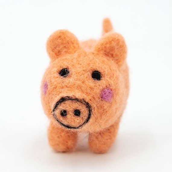Needle Felted Pig for wholesale by Felt and Yarn