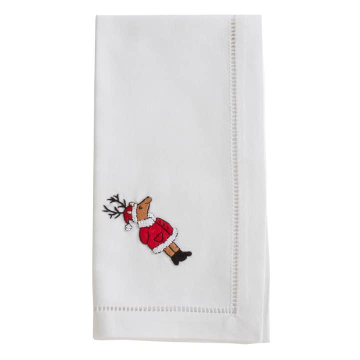 Serviette Embr'd Reindeer. pour la vente par Saro Lifestyle