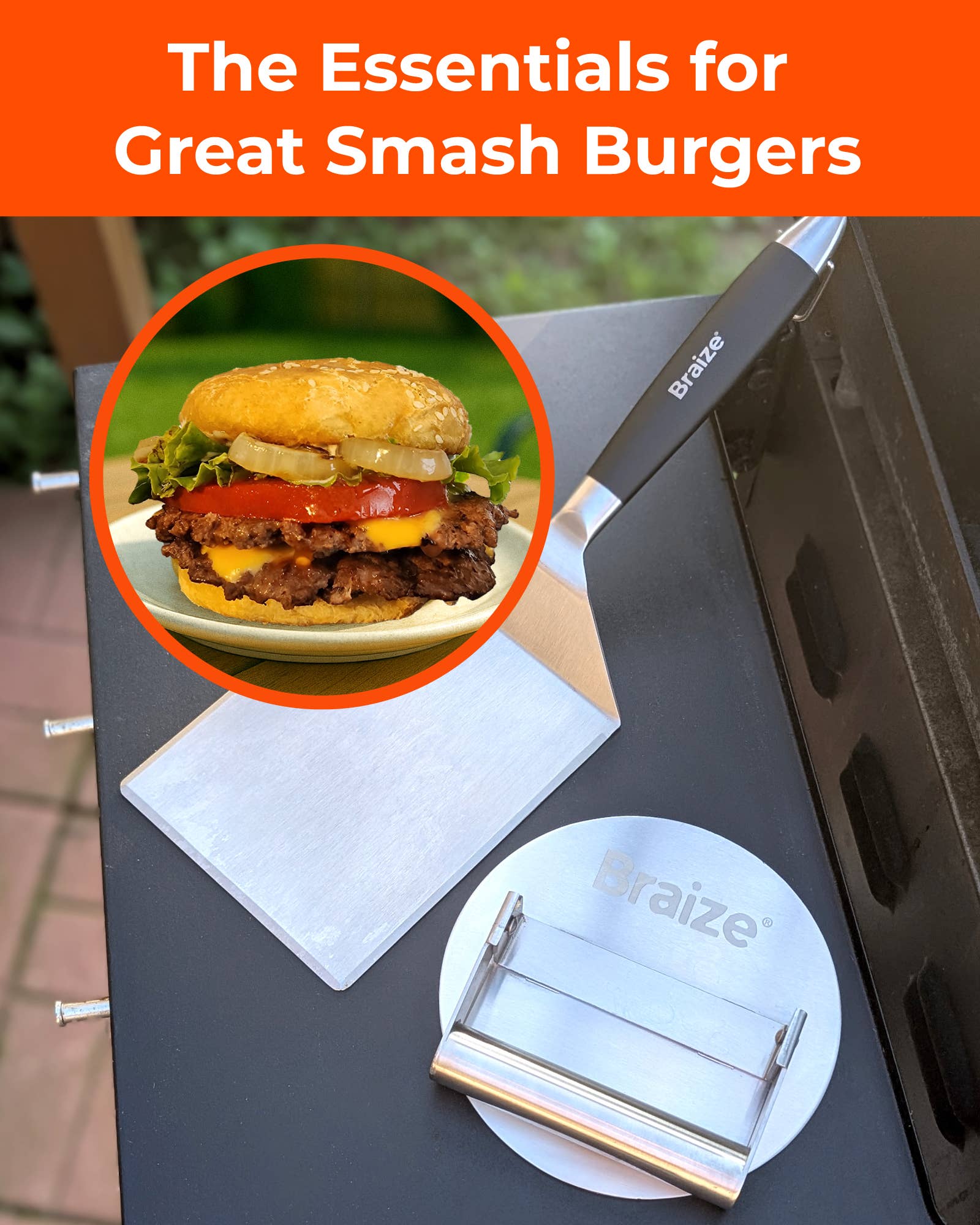 Braize - Wholesale Kitchen Tool/Gadget - Smash Burger Kit – Press, Spatula & Non-Stick Paper Sheets4