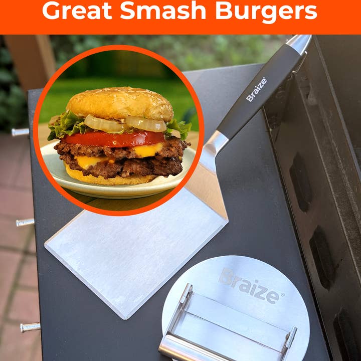 Braize - Wholesale Kitchen Tool/Gadget - Smash Burger Kit – Press, Spatula & Non-Stick Paper Sheets4