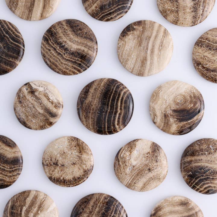 One Chocolate Calcite Flat Stone for wholesale by Mi Esperanza Minerals