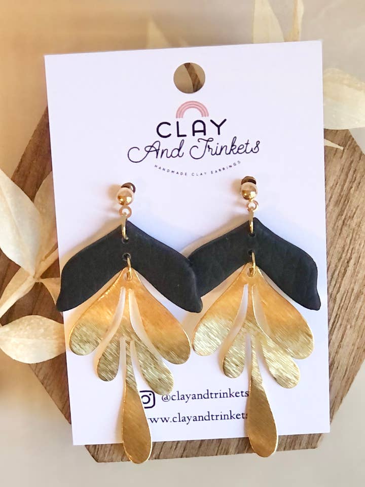 Rachel Dangles Black for wholesale by Clay and Trinkets