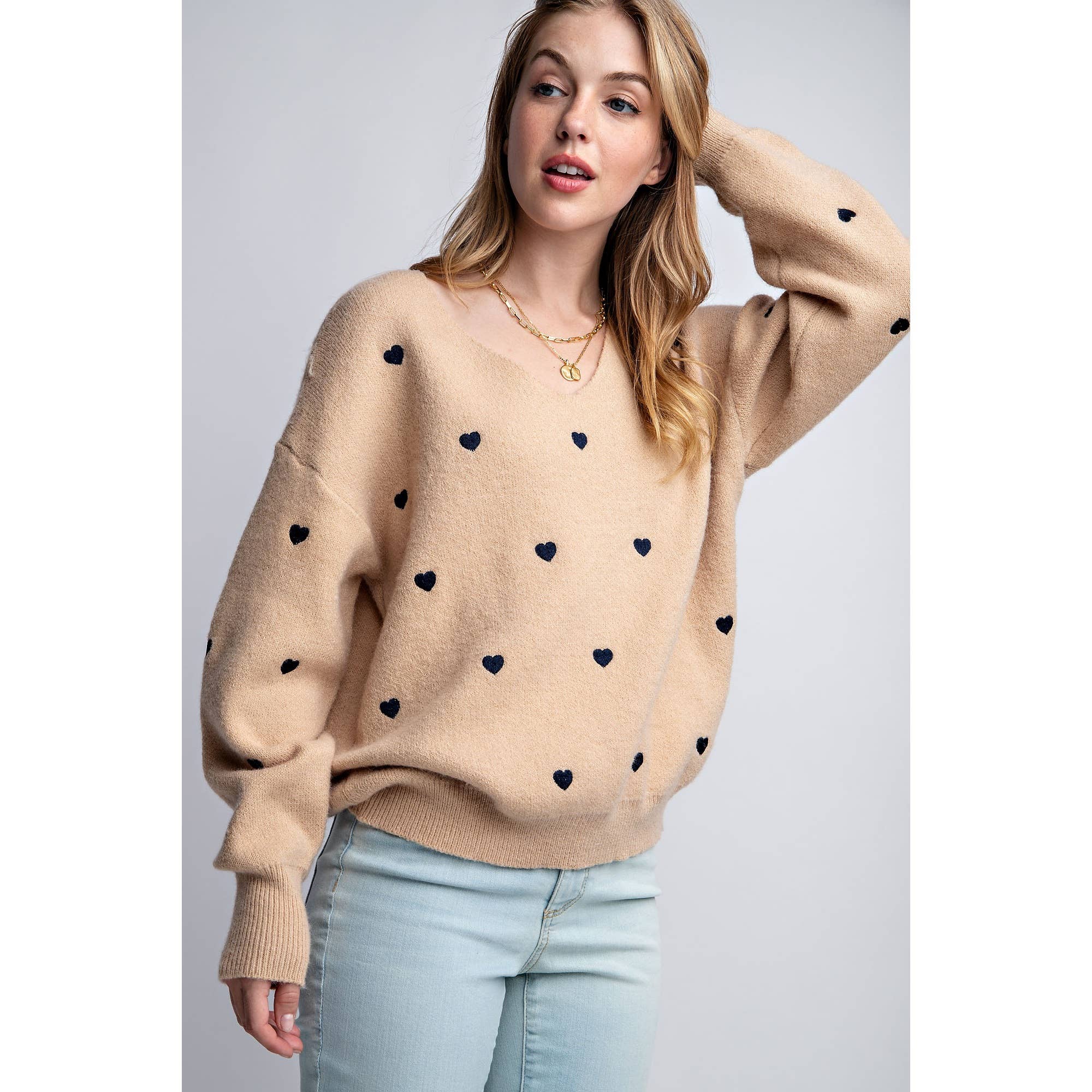 Sweet Generis - Wholesale Knit Sweater - Women's - HEART PATTERN BOXY KNIT PULLOVER SWEATER20