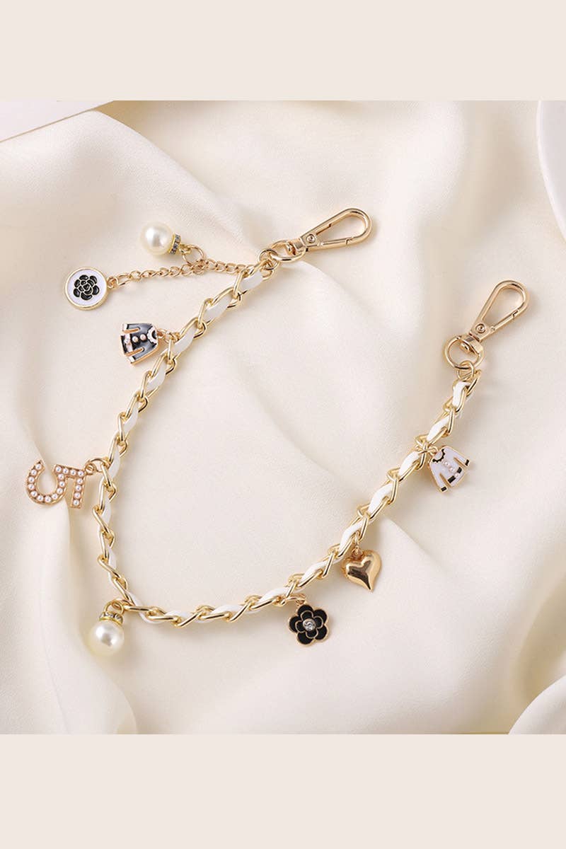 Leto Accessories - Wholesale Bag Strap - Women's - Inspired Pearl&Leather Interwoven Bag Charm Chain Strap1