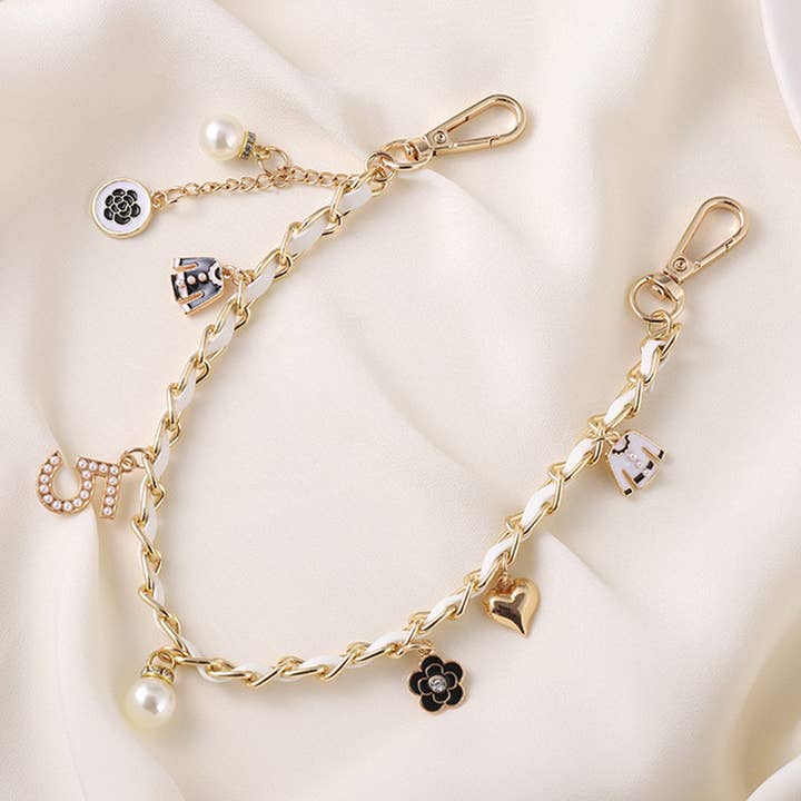 Leto Accessories - Wholesale Bag Strap - Women's - Inspired Pearl&Leather Interwoven Bag Charm Chain Strap1
