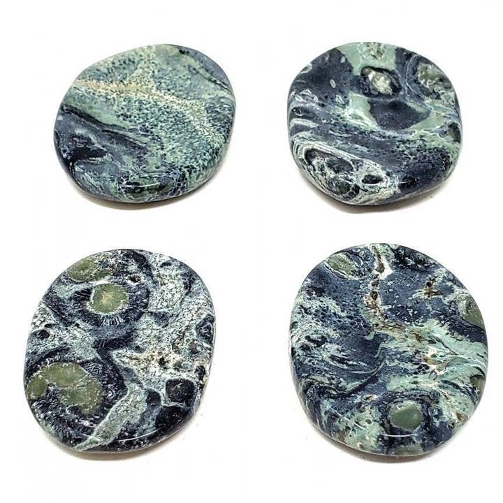 GREENROOTS USA LLC - Wholesale Spiritual stone/crystal - Worry Gemstone - Kambaba Jasper Oval Stones (4 Pack) 1-1.5"0