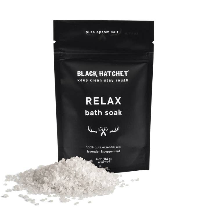 Latika Beauty – Sais de banho por atacado – Linha Black Hatchet para Homens - Sal de Banho Relaxante ⚫ Presente para Homens