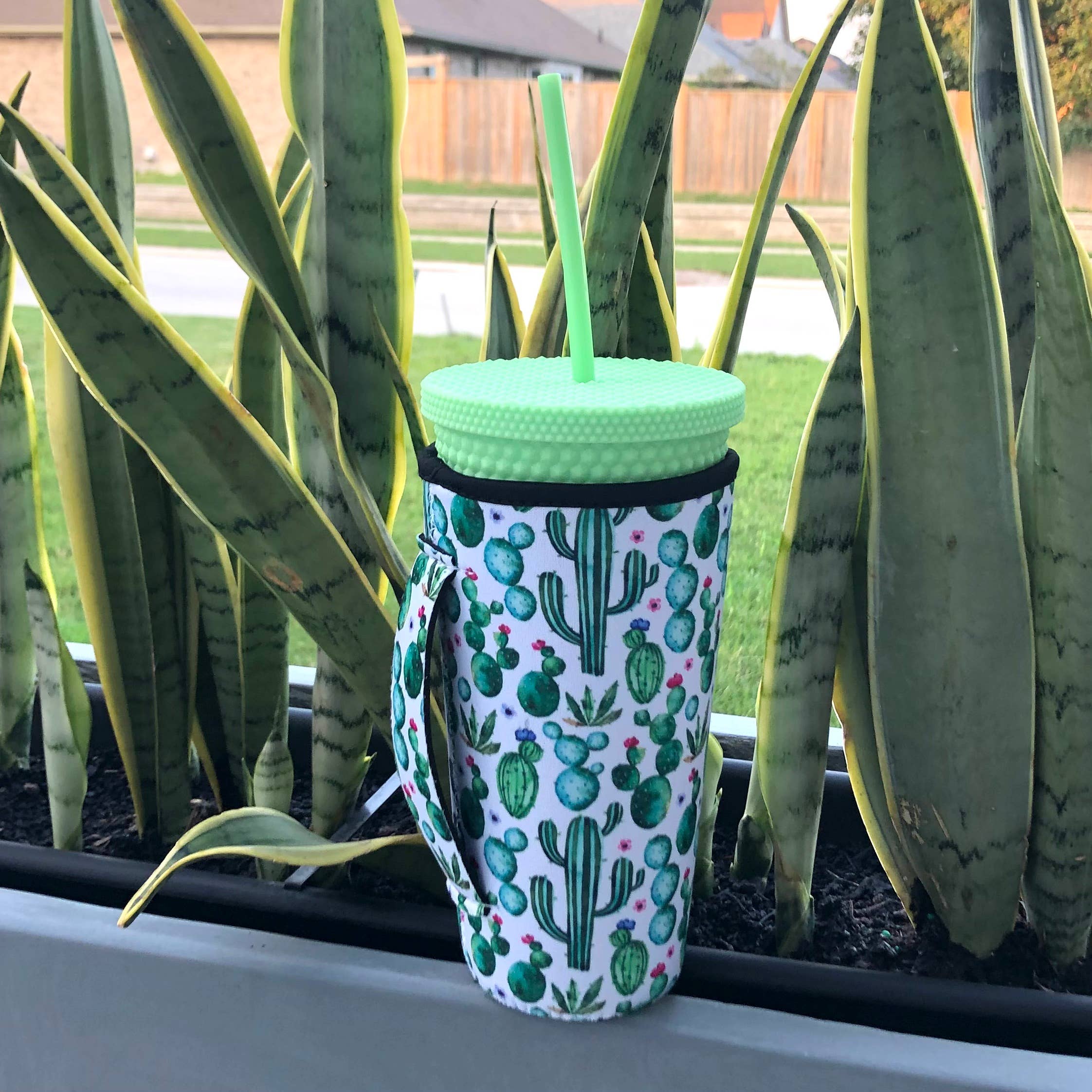 iconic mi - Wholesale Isolators voor dranken/huggers en koozies - Tumbler herbruikbare bekerhoes van neopreen met handvat - Cactus0