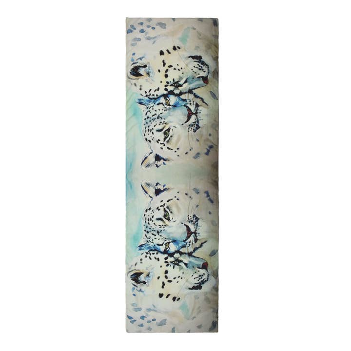 Arabian Snow Leopard Silk Scarf for wholesale by Dupatta Designs