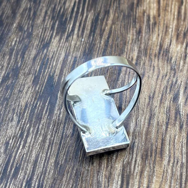 Native City Jewelry - Wholesale Cocktail/statement ring - Native American Navajo Handmade Silver Band shadowbox Turquoise Ring Felix Perry3