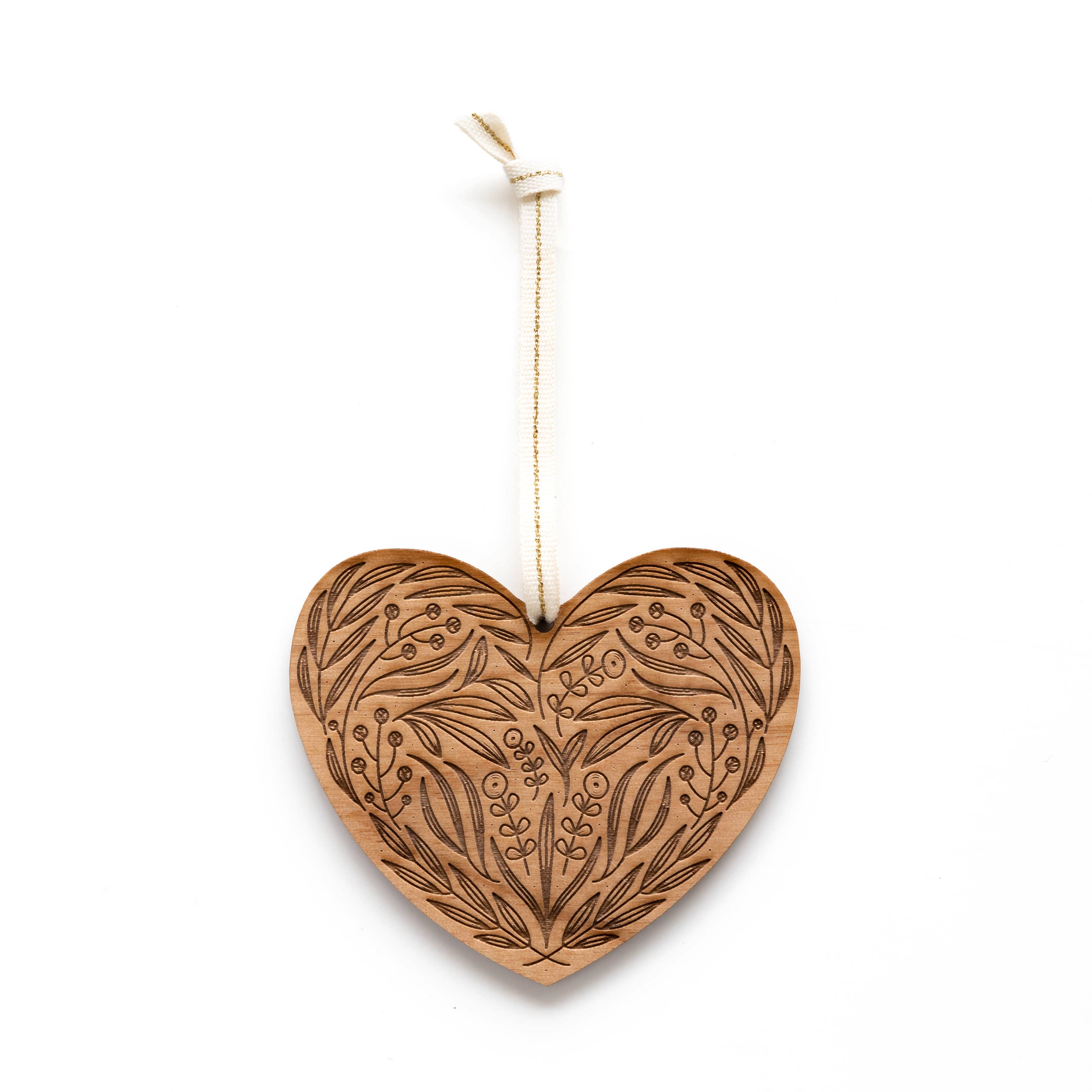 Hereafter - Wholesale Ornament - Floral Heart Wood Ornament3