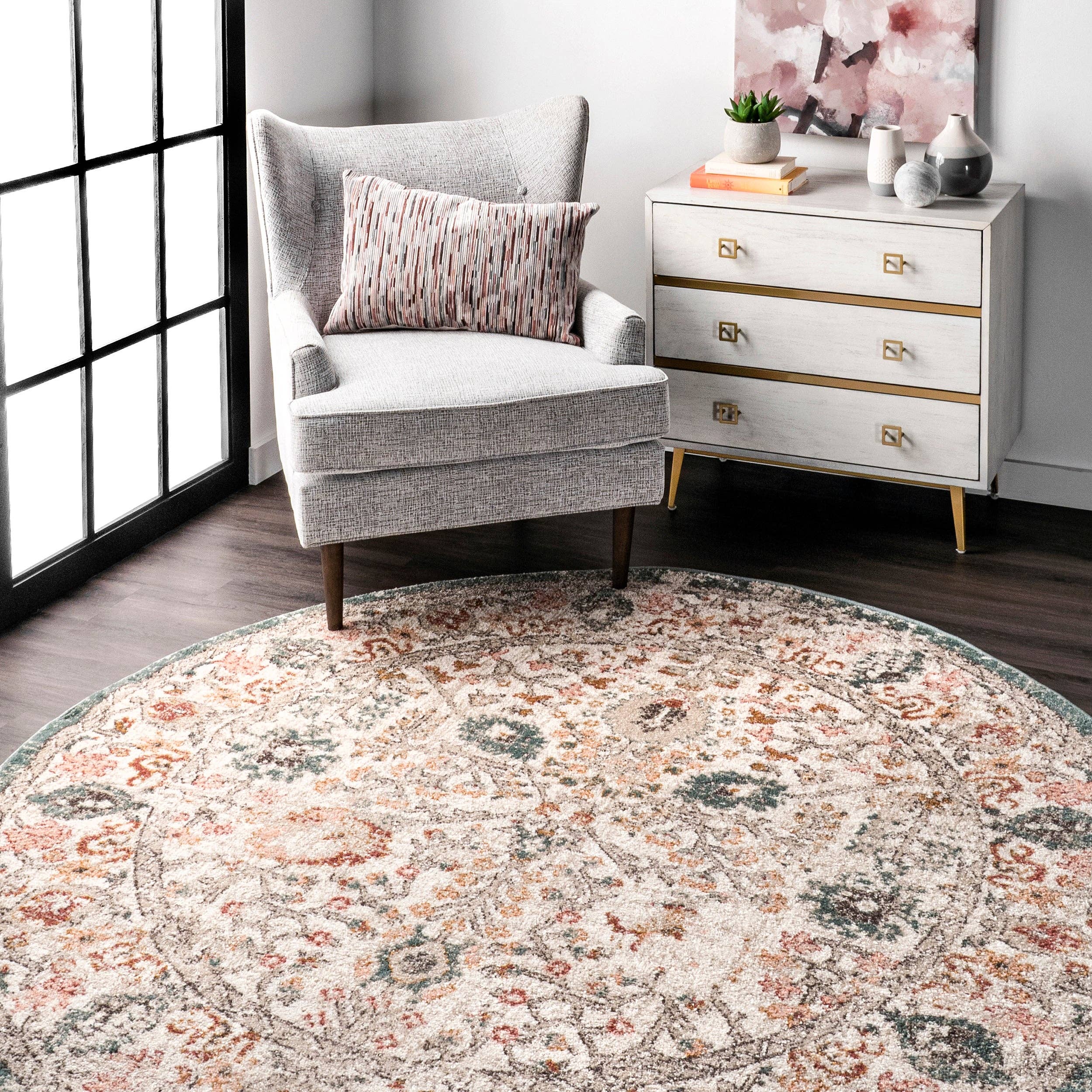 Beige Lenore Vintage Floral Area Rug for wholesale on Faire8