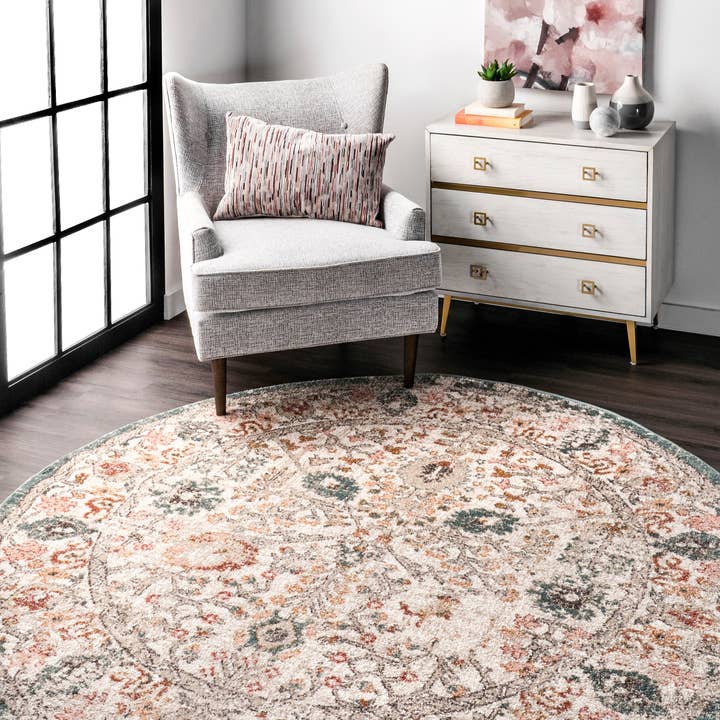 Beige Lenore Vintage Floral Area Rug for wholesale on Faire8