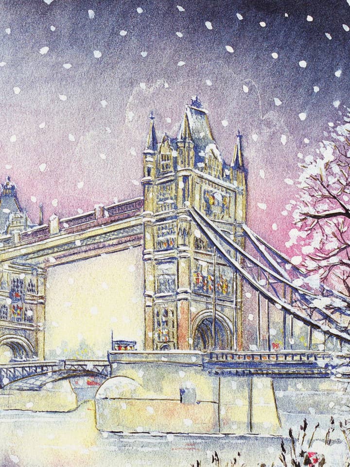 Tower Bridge in Winter Deluxe Boxed Holiday Cards for wholesale by Peter Pauper Press