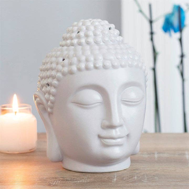 Oil Burner | Buddha Head | Large | Grey for wholesale by Imperial Infusions
