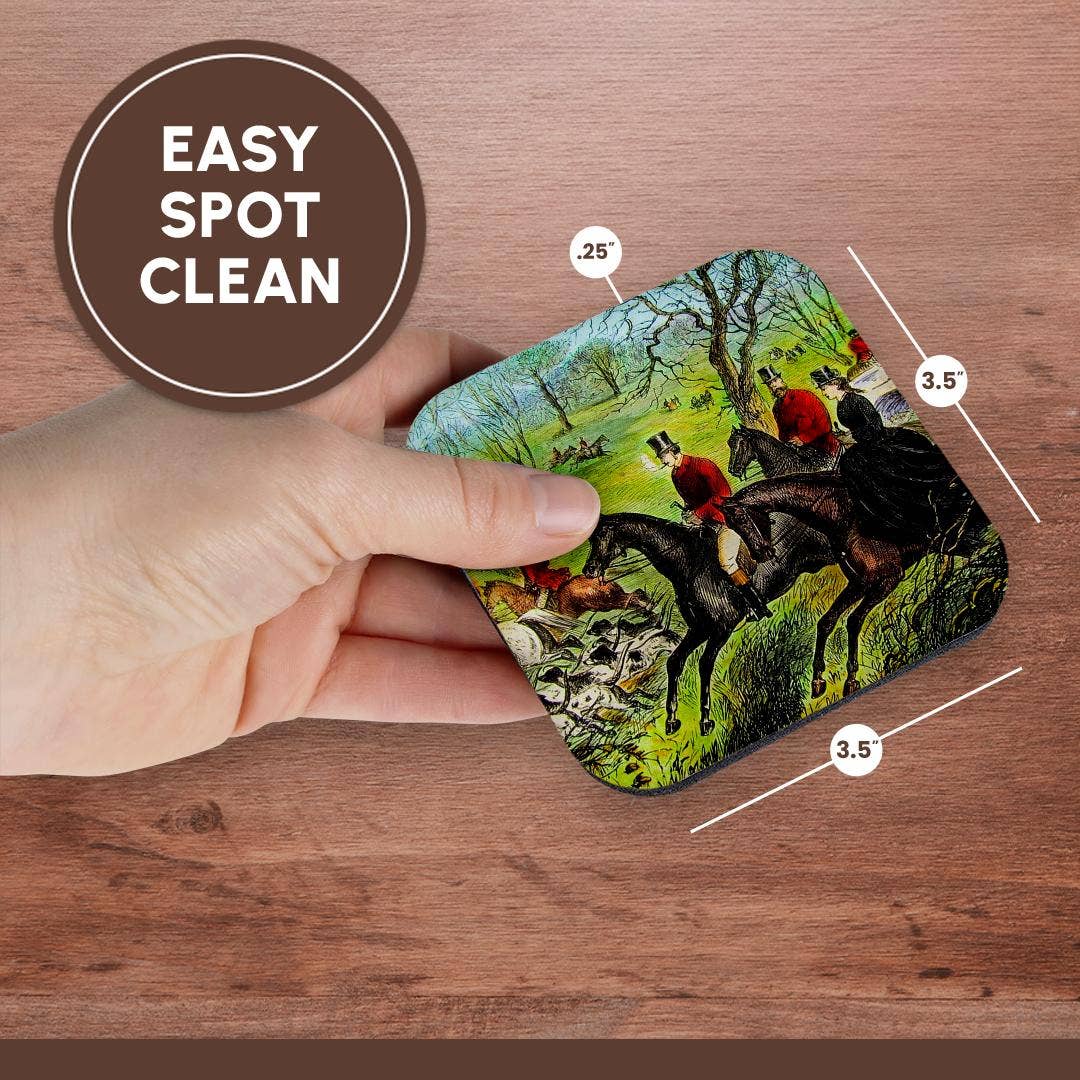 3dRose - Wholesale Coasters - 3dRose, Life of King Edward No. 26 The Fox Hunt Vintage Magic Lantern 1910, Coaster13