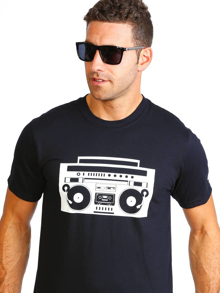 Men’s Radio Boombox T-shirt — Organic cotton for wholesale by PLB Design