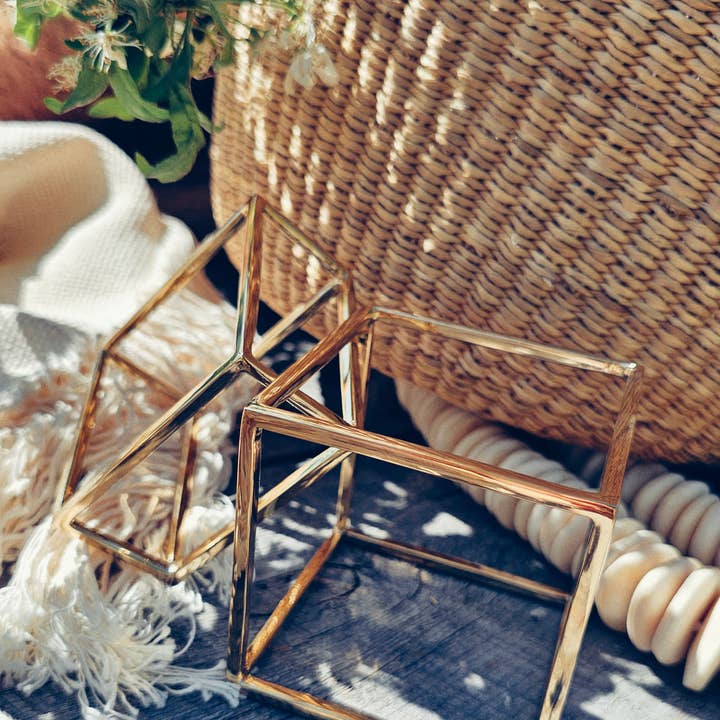 Bisjoux - Wholesale Cuff Bracelet - Brass bold cube square bangle bracelet 2 sizes5