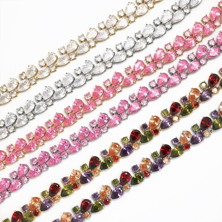 Vintage CZ Pear Diamond Tennis CN-0056 CN-0060 D for wholesale by Simply Jewels