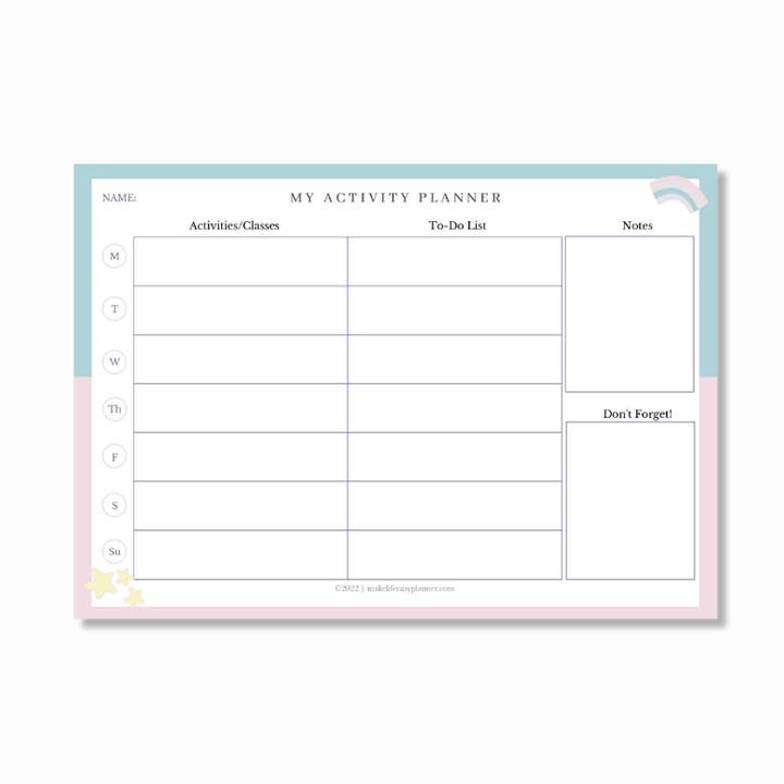 Laminated Fridge Magnet Children's Activity Planner for wholesale by Make Life Easy Planner