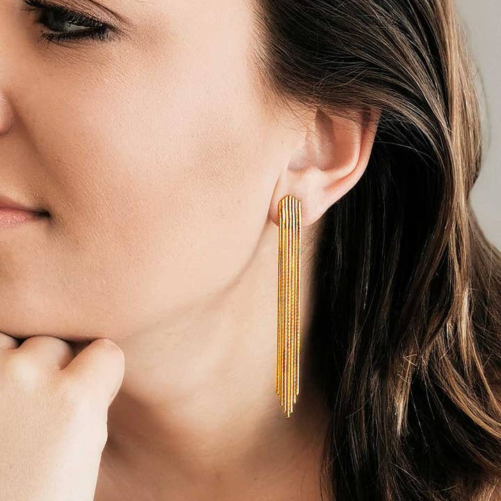 Jewelry by Moette - Wholesale Dangle Earrings - WATERFALL DANGLING EARRINGS, GOLD1