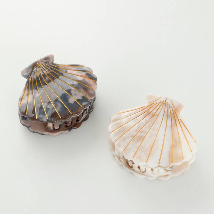 Calacatta Seashell | Hand Painted Seashell Claw Clip for wholesale by Adorro