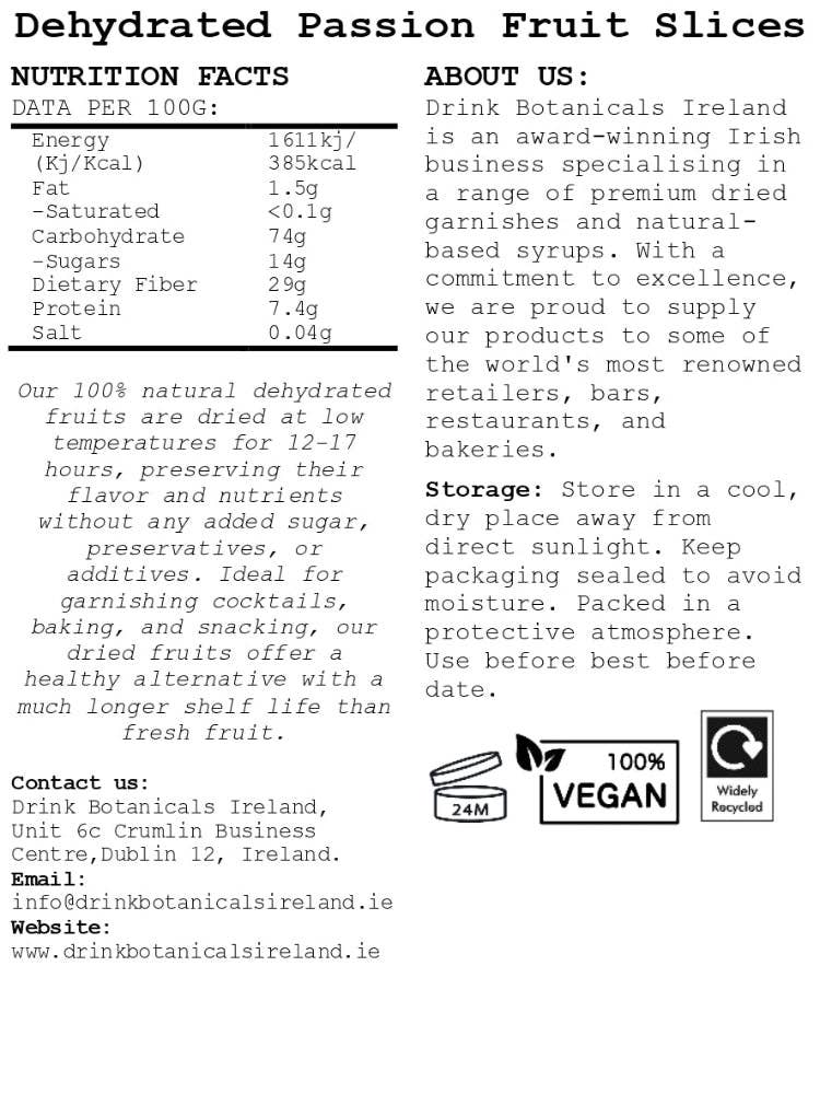 Drink Botanicals Ireland - Wholesale Dried/Dehydrated Fruit - Dehydrated Dried Passion Fruit Slices4