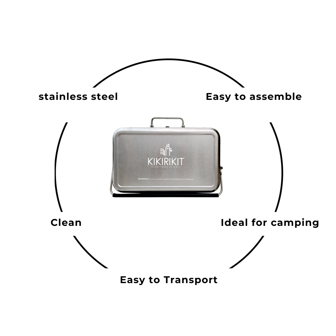 KIKIRIKIT – Ferramentas para churrasco por atacado – Kit Básico de Churrasqueira Portátil Dobrável Cinza Carvão2