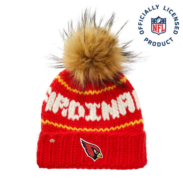RED CARDINALS LELE X NFL BEANIE FAUX FUR POM for wholesale by Lele Sadoughi