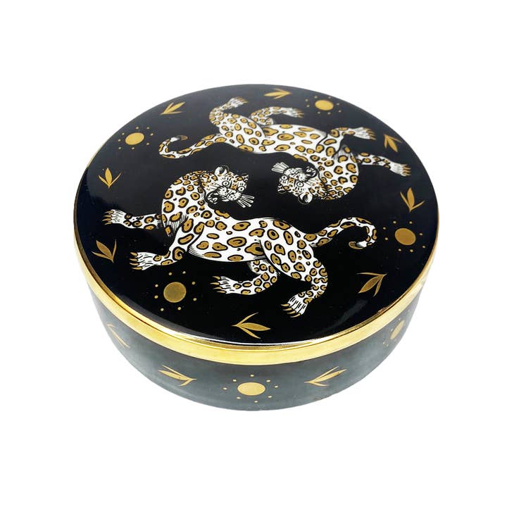 Spitfire Girl - Wholesale Jewelry Box/Organizer - Cheetah Dance Ceramic Trinket Box1