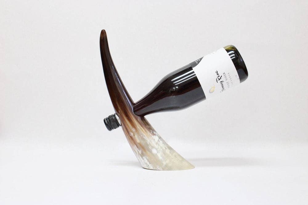 The African Home Goods - Wholesale Bottle Rack/Holder - ANKOLE COW HORN  WINE BOTTLE HOLDER - LIGHT4