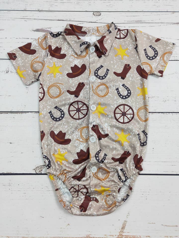 sassy kids palace - Wholesale Jumpsuit - Baby - Baby Boy Boots Western Romper0