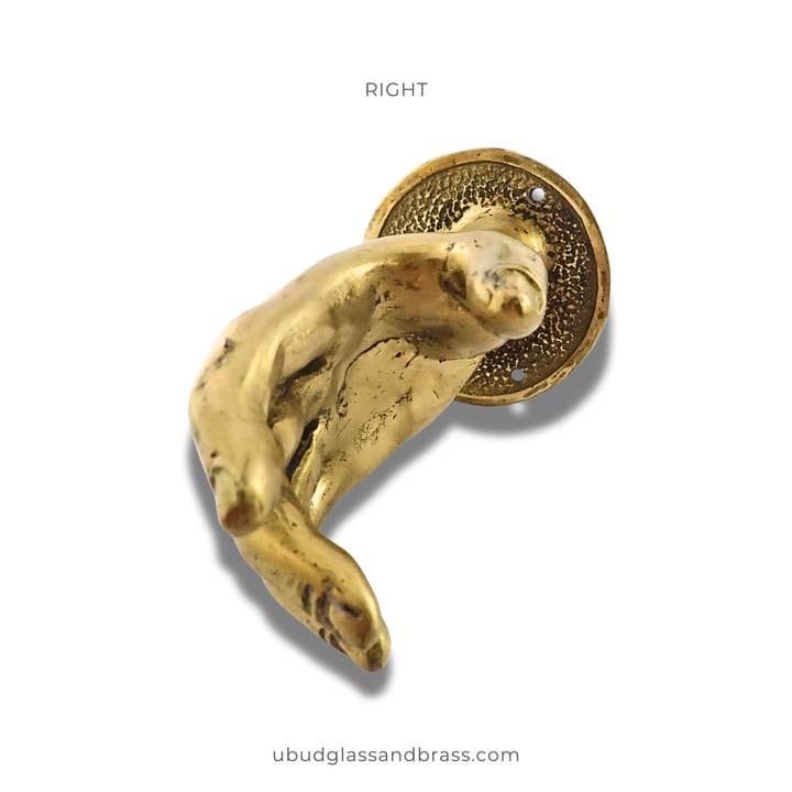 Ubud Glass - Vente Poignée/bouton - Poignée de porte poignée de main en laiton massif – Poignée murale steampunk (gauche/droite)