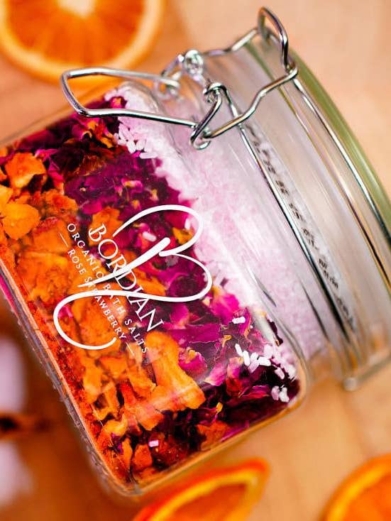 Sal de Banho 14oz Num Jarro Com Rosa E Morango por atacado de Bordian Bath salts