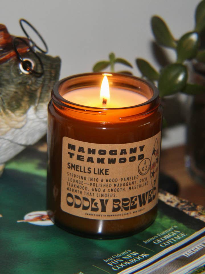Mahogany Teakwood Soy Candle for wholesale by Oddly Brewed