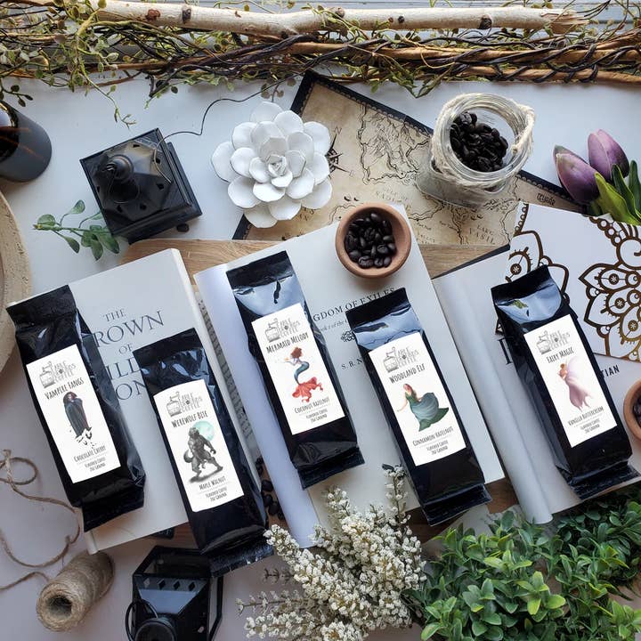 Sample Case of 18 of our 2oz Coffees - 9 Flavors, 2 each for wholesale by Fable Grounds Coffee