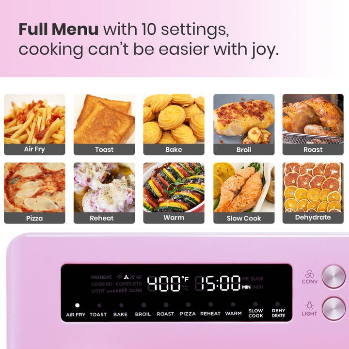 VAL CUCINA - Wholesale Kitchen Appliance - VAL CUCINA 10-in-1 Air Fryer Toaster Oven- Classic Pink7