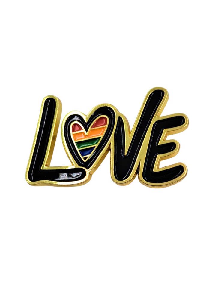 Love with Rainbow Enamel Pin with Metal Frame for wholesale by Fabdaz