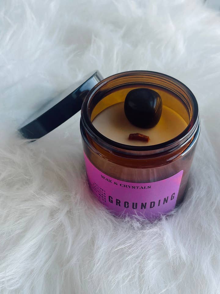 Velvet Vanilla Scented Grounding Candle 6.7 oz for wholesale by Wax and Crystals