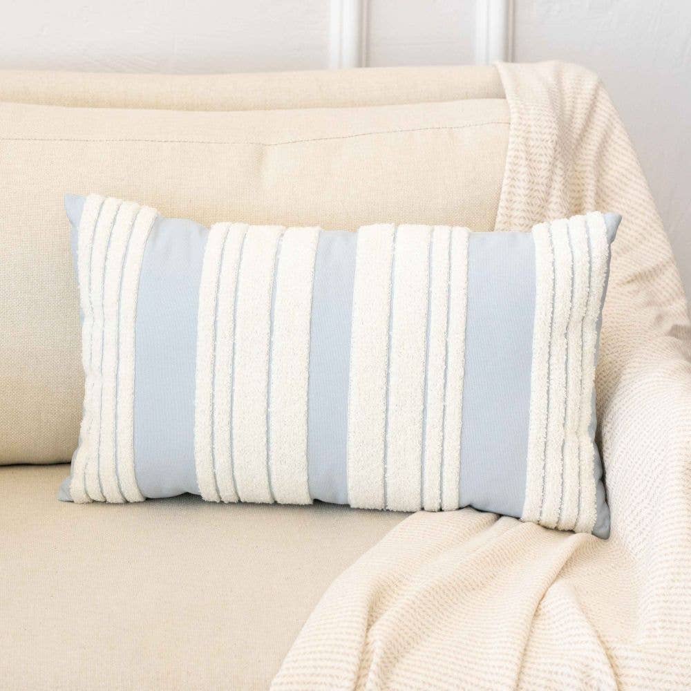 Devanie At Home (Formerly Adams & Co.) - Wholesale Throw/Decorative Pillow - 12070 - 19x11 pillow (STRIPES) wh/bl  home decor0