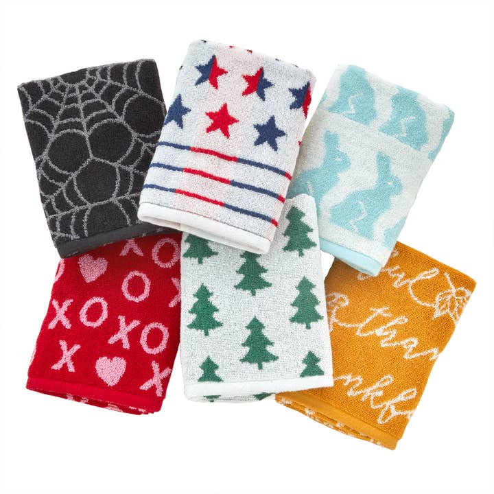 Seasonal 6-Piece Jacquard Hand Towel Set, Assorted for wholesale by SKL HOME