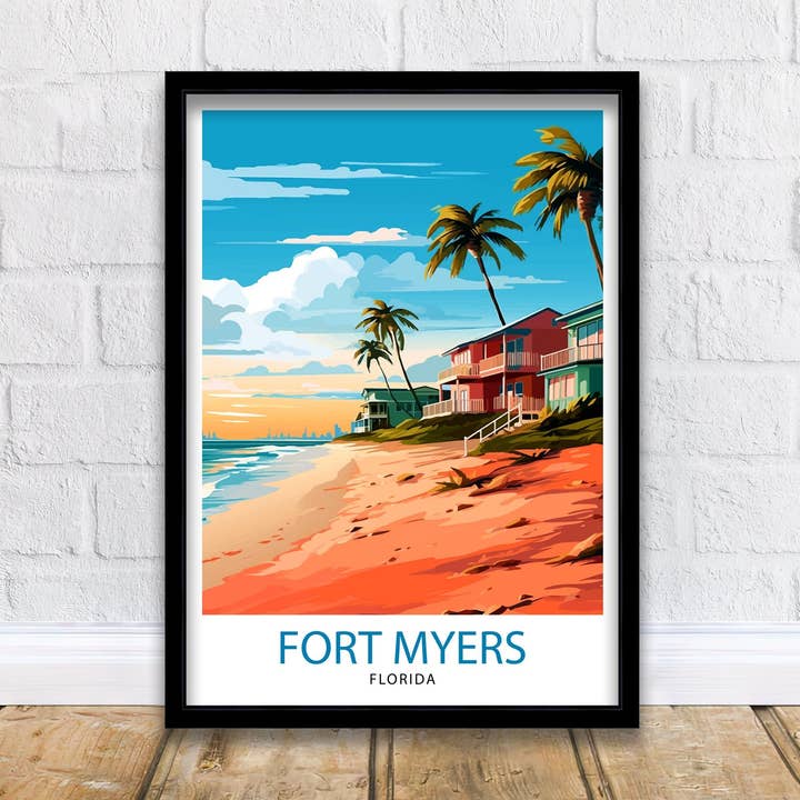 Fort Myers Beach Florida Rejseplakat Florida for engroshandel hos InkNPrintz