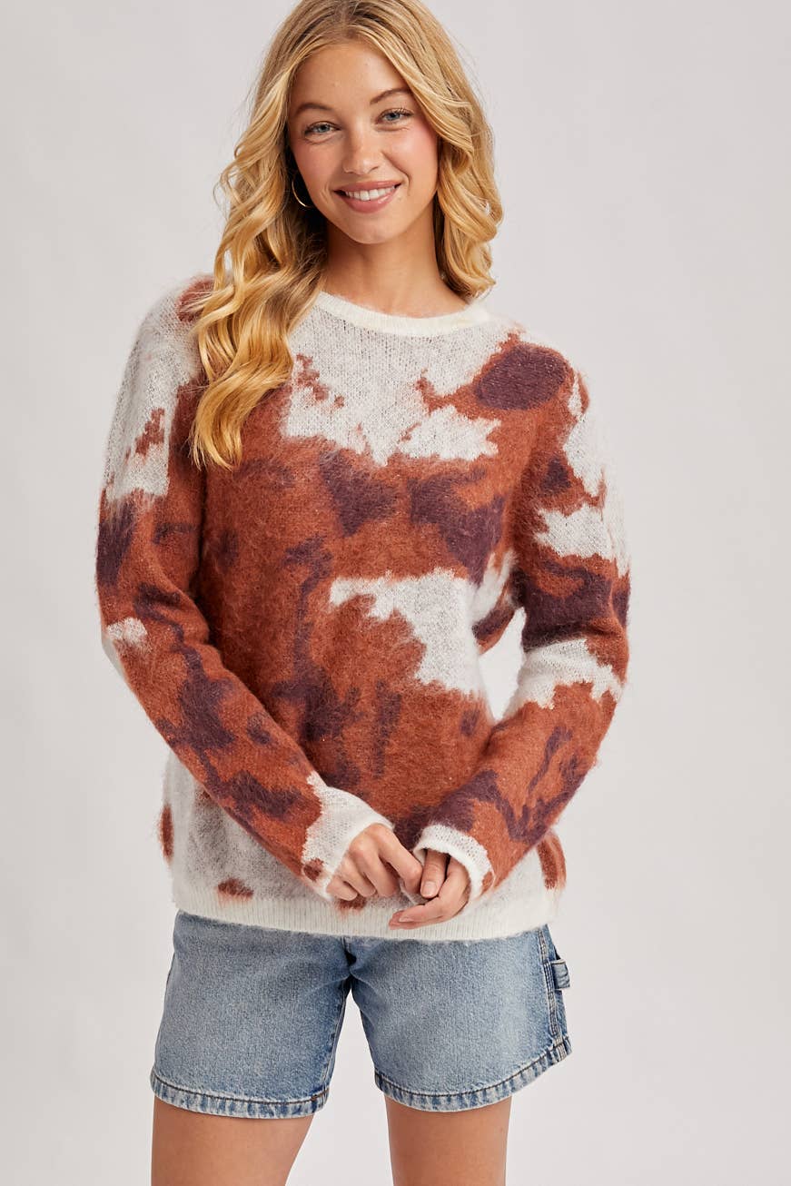 Peace Love Line - Wholesale Knit Sweater - Women's - PL9026 - TIE-DYE FUZZY KNIT SWEATER PULLOVER0