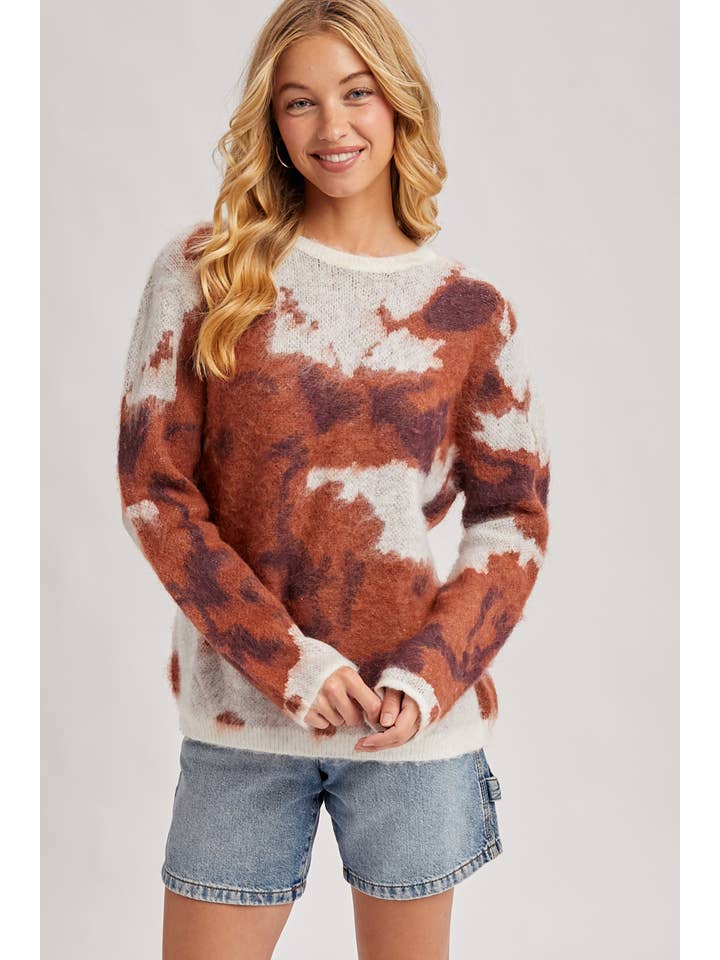 Peace Love Line – Engroshandel Pullover - Dame – PL9026 - BATIK-FUZZY STRIKTRØJE PULLOVER