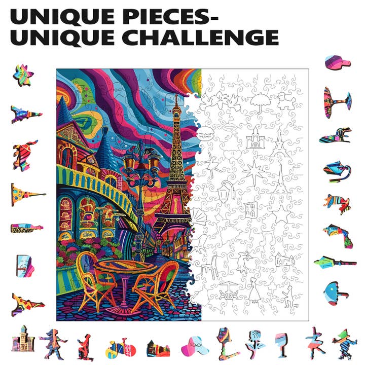 Trippy Puzzle Co – Engroshandel Puslespil - Voksen – Parisisk prisme træpuslespil 300PC4
