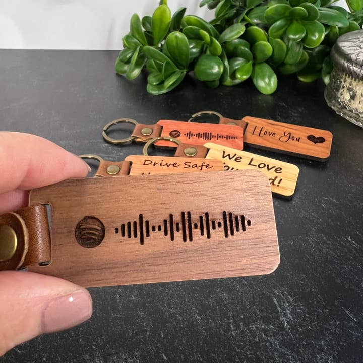 The Cutest Gifts - Wholesale Keychain - Unisex - Walnut, Cherry, and Bamboo Finished Wood Keychain Blanks6